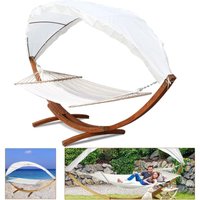 Swanew Hängematte mit Gestell Baumwolle 210 x 150 cm Holz für Hängematte Hängeliege von JOPASSY