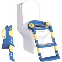 Jopassy - Höhenverstellbarer Toilettentrainer Toilettensitz mit Treppe Kinder-Töpfchen wc Sitz mit Spritzschutz und Griffen, klappbar Blau von JOPASSY