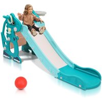 SWANEW Kinderrutsche Baby 145 cm Gartenrutsche 4 in 1 Rutsche Rutschbahn Basketbal1 Grün von JOPASSY