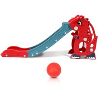 Swanew Kinderrutsche Baby 145 cm Gartenrutsche 4 in 1 Rutsche Rutschbahn Basketball Rot von JOPASSY