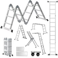 Swanew Multifunktionsleiter Aluminium,Mehrzweckleiter 360cm, 6 in 1 Klappleiter mit 2 Rollen und Plattform, 4 x 3 Silber-Klappbare Vielzweckleiter Swanew Multifunktionsleiter Aluminium,Mehrzweckleiter 360cm, 6 in 1 Klappleiter mit 2 Rollen und Plattform, 4 x 3 Silber-Klappbare Vielzweckleiter von JOPASSY