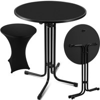 Jopassy - swanew Stehtisch mit Husse Bistro klappbar Garten Partytisch Bistrotisch Tisch Rund ø 80 cm Schwarz von JOPASSY