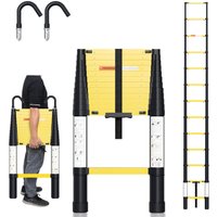 Jopassy - Teleskopleiter Alu Leichtgewicht 3,8m langsamer Abstieg + Haken Multifunktionsleiter Mehrzweckleiter Ausziehbare Leiter 15 Stufe Stehleiter von JOPASSY
