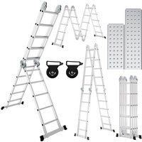 Jopassy - Teleskopleiter Alu Leichtgewicht Rutschfester 4x5 Ebene+Rad+Brett Multifunktionsleiter Mehrzweckleiter Ausziehbare Leiter 15 Stufe von JOPASSY