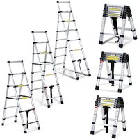 Swanew Teleskopleiter Ausziehleiter Klappleiter Stabil Aluminium Stehleiter 1.7m+2.0m von JOPASSY