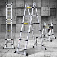 Jopassy Teleskopleiter Silber Aluminium Klappbar Multifunktionsleiter Anlegeleiter 1.9M+1.9M Mehrzweckleiter Fingerklemmschutz Auszeihleiter Klappbar Jopassy Teleskopleiter Silber Aluminium Klappbar Multifunktionsleiter Anlegeleiter 1.9M+1.9M Mehrzweckleiter Fingerklemmschutz Auszeihleiter Klappbar von JOPASSY