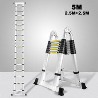 Jopassy Teleskopleiter Silber Aluminium Klappbar Multifunktionsleiter Anlegeleiter 2.5M+2.5M Mehrzweckleiter Fingerklemmschutz Auszeihleiter Klappbar Jopassy Teleskopleiter Silber Aluminium Klappbar Multifunktionsleiter Anlegeleiter 2.5M+2.5M Mehrzweckleiter Fingerklemmschutz Auszeihleiter Klappbar von JOPASSY