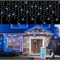SWANEW 10M Solar LED Eisregen Lichterkette Außen Innen Kaltweiß Lichtervorhang 400 LEDs Eiszapfen Weihnachtsbeleuchtung 8 ModiWeihnachtsdeko Party von JOPASSY