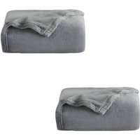SWANEW Kuscheldecke 2er Flanell Wohndecke Decke Universell Sofa Garten Unterwegs Grau 200 x 150 cm Super soft von JOPASSY