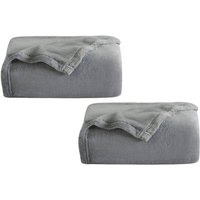 SWANEW Kuscheldecke 2er Flanell Wohndecke Decke Universell Sofa Garten Unterwegs Grau 240 x 220 cm Super soft von JOPASSY