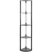 Stehlampe regal, Fächerförmige Regale Stehleuchte Leselampe Holz 4-Regal Dimmbare led, 163cm Mit Fernbedienung Schwarz - Jopassy von JOPASSY