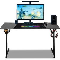 Swanew Gaming Tisch 140x60cm Gamingtisch Schwarz Schreibtisch Kohlefaserplatte Gamer Computertisch Ergonomischer pc Tisch Swanew Gaming Tisch 140x60cm Gamingtisch Schwarz Schreibtisch Kohlefaserplatte Gamer Computertisch Ergonomischer pc Tisch von JOPASSY