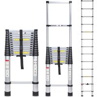 Swanew Teleskopleiter 5m bis 150kg Aluminium Silber Stehleiter Mehrzweckleiter von JOPASSY