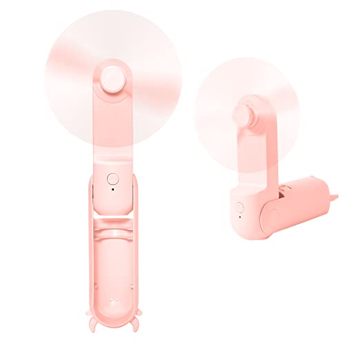 JOPHEK Handventilator Batteriebetrieben, Ventilator Klein Handventilator Mini Ventilator Akku Ventilator, Handventilator Akku Aufladbar 2000 mAh (Rosa) von JOPHEK