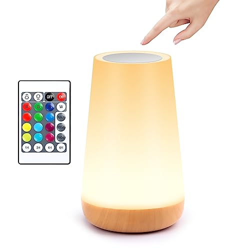 JOPHEK LED Nachttischlampe Kinder, 13 Farben Touch Control Dimmbar Nachtlicht, Geschenk für Frauen Männer Teenage Mädchen und Jungen von JOPHEK