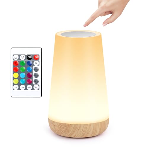 JOPHEK LED Nachttischlampe Kinder, 13 Farben Touch Control Dimmbar Nachtlicht, Geschenk für Frauen Männer Teenage Mädchen und Jungen von JOPHEK