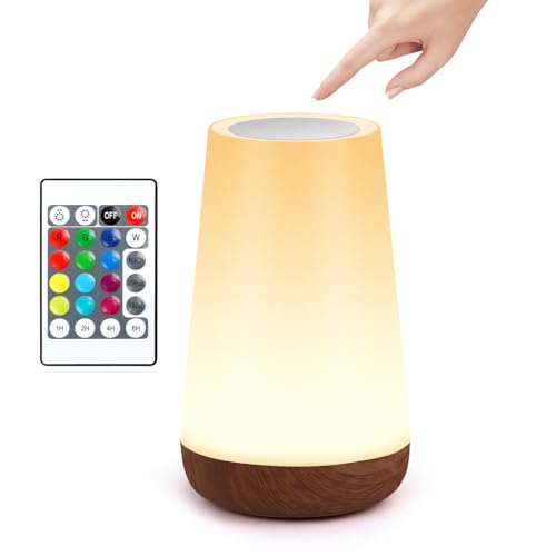 JOPHEK LED Nachttischlampe Kinder, 13 Farben Touch Control Dimmbar Nachtlicht, Geschenk für Frauen Männer Teenage Mädchen und Jungen von JOPHEK