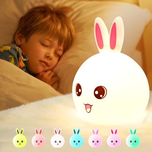 JOPHEK Nachtlicht Kinder, Nachtlicht Baby mit 7 Farbwechsel LED Nachtlicht - USB Aufladung Silikon Stilllicht Dimmbar Touch für Babyzimmer, Cute Geburtstagsgeschenk für Kinder von JOPHEK