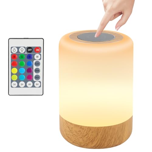 JOPHEK Nachttischlampe Touch Dimmbar, 14 Farben und 3 Modi, LED Tischlampe Kabellos, Kinder Nachtlampe für Schlafzimmer Wohnzimmer und Kinderzimmer von JOPHEK
