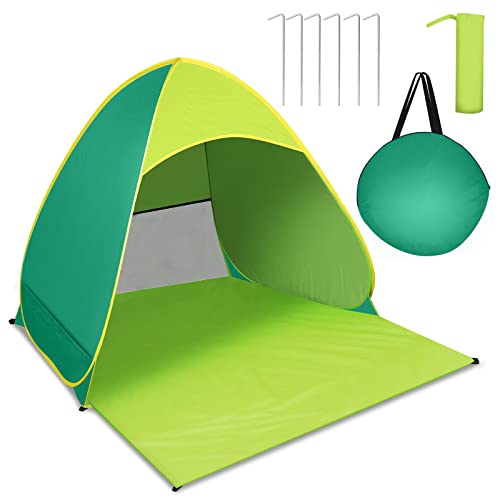 JOPHEK Pop-Up Beach Shelter, Beach Tent UPF 50+Portable Beach Tent Small Pack Size, Includes Carry Bag and Pegs (Grün) von JOPHEK