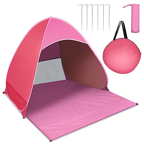 JOPHEK Pop-Up Beach Shelter, Beach Tent UPF 50+Portable Beach Tent Small Pack Size, Includes Carry Bag and Pegs (Rosa) von JOPHEK
