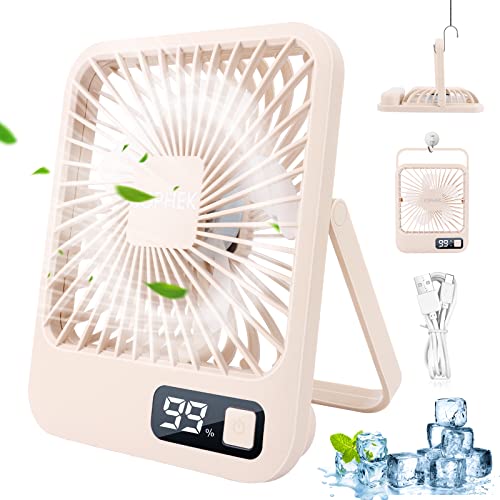 JOPHEK Ventilator, 3000mAh Quiet Table Fan 5 Speed USB Desk Fan Mini Ventilator Einstellbarer Winkel, Ventilator Klein Tischventilator for Office, Bedroom, Camping (Gelb) von JOPHEK