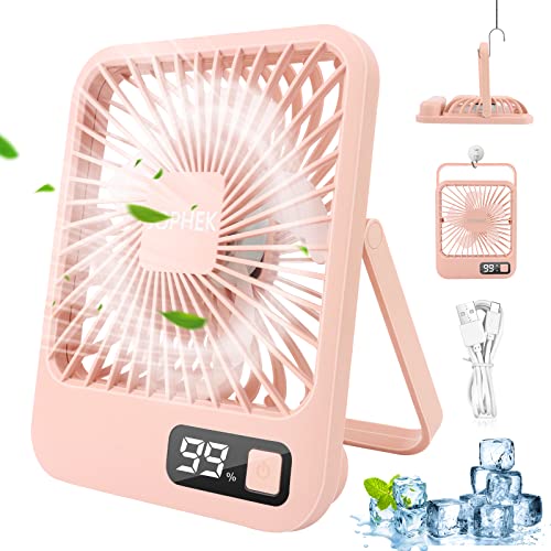 JOPHEK Ventilator, 3000mAh Quiet Table Fan 5 Speed USB Desk Fan Mini Ventilator Einstellbarer Winkel, Ventilator Klein Tischventilator for Office, Bedroom, Camping (Rosa) von JOPHEK