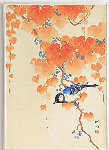 JOPRICO Great tit on Paulownia Branch (1925-1936) by Ohara Koson - Japan Poster - Asia Dekoration - Vintage Japan Kunstdruck Größe 21x30cm (A4) von JOPRICO