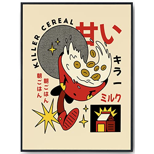 JOPRICO Japan Poster vintage - Cereal K***er - Küchenposter lustig - japan Deko von JOPRICO