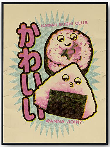 JOPRICO Kawaii Sushi - Japan Poster - Asia Dekoration - Vintage Japan Kunstdruck Größe 30x40 cm | 12x16 inch von JOPRICO