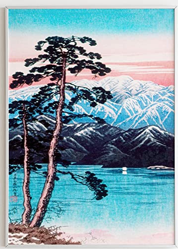 JOPRICO Lingering Snow on The Mountains - Japan Poster - Asia Dekoration - Vintage Japan Kunstdruck Größe 50x70 cm | 20x28 inch von JOPRICO