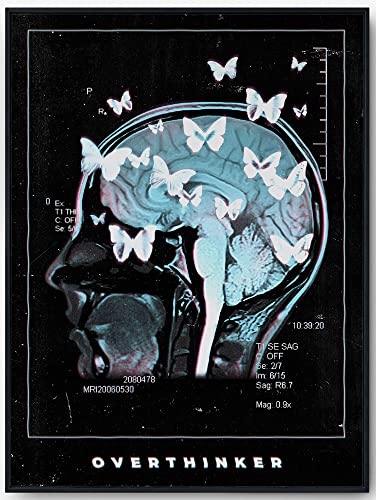 JOPRICO Urban Art Poster - Gehirn mit Schmetterlingen - Retro Kunstdruck - Geschenk zum Einzug - Moderne Kunst - Poster für das Wohnzimmer Größe 30x42cm (A3) von JOPRICO
