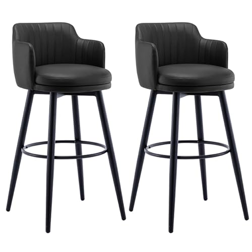 JOPUYRNMA 2er-Set Barhocker in Thekenhöhe, drehbare Barhocker aus PU-Leder, Barstühle aus Nappaleder for Kücheninseln, for Bars, Cafés, Lounges, Pubs(Black,75cm) von JOPUYRNMA