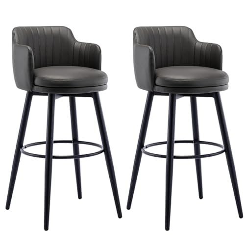 JOPUYRNMA 2er-Set Barhocker in Thekenhöhe, drehbare Barhocker aus PU-Leder, Barstühle aus Nappaleder for Kücheninseln, for Bars, Cafés, Lounges, Pubs(Gray,65cm) von JOPUYRNMA