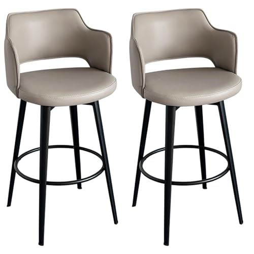 JOPUYRNMA 2er-Set gepolsterte Barhocker, 360° drehbare Barhocker in Thekenhöhe, Barstuhl aus weichem PU-Leder mit Metallbeinen, for Küche, Restaurant, Lounge, Pub(Gray,75cm) von JOPUYRNMA