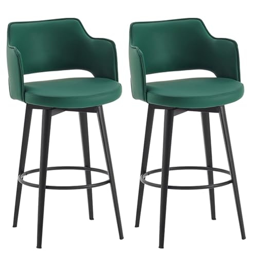 JOPUYRNMA 2er-Set gepolsterte Barhocker, 360° drehbare Barhocker in Thekenhöhe, Barstuhl aus weichem PU-Leder mit Metallbeinen, for Küche, Restaurant, Lounge, Pub(Green,75cm) von JOPUYRNMA