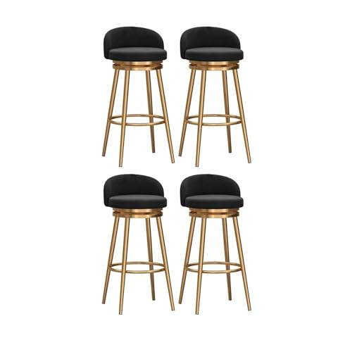 JOPUYRNMA 360° drehbare Barhocker, 4er-Set, mit Samt gepolsterte Barhocker, Esszimmerstühle mit Eisenbeinen und Fußstütze, Hocker for die Kücheninsel(Gold Black,75cm) von JOPUYRNMA