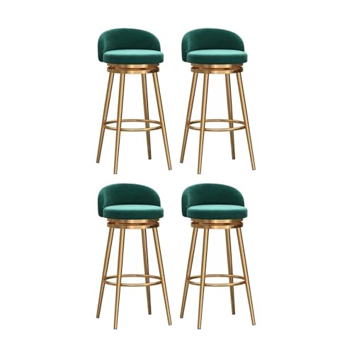 JOPUYRNMA 360° drehbare Barhocker, 4er-Set, mit Samt gepolsterte Barhocker, Esszimmerstühle mit Eisenbeinen und Fußstütze, Hocker for die Kücheninsel(Gold Green,65cm) von JOPUYRNMA