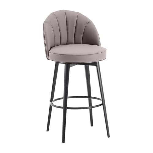 JOPUYRNMA 360 ° drehbare Barhocker, Barhocker aus weichem PU-Leder, gepolsterte Barstühle mit Stahlbeinen und Fußstütze, for Küchentheke, Restaurant, Lounge, Pub(Milk Tea Gray,67cm) von JOPUYRNMA