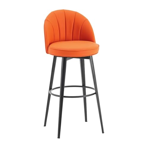 JOPUYRNMA 360 ° drehbare Barhocker, Barhocker aus weichem PU-Leder, gepolsterte Barstühle mit Stahlbeinen und Fußstütze, for Küchentheke, Restaurant, Lounge, Pub(Orange,67cm) von JOPUYRNMA