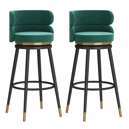 JOPUYRNMA 360° drehbare Barhocker aus Samt, 2er-Set, Moderne gepolsterte Barhocker in Küchenthekenhöhe, Barstühle mit Metallrahmen for Bar, Zuhause, Pub, Esszimmer(Black Green,75cm) von JOPUYRNMA