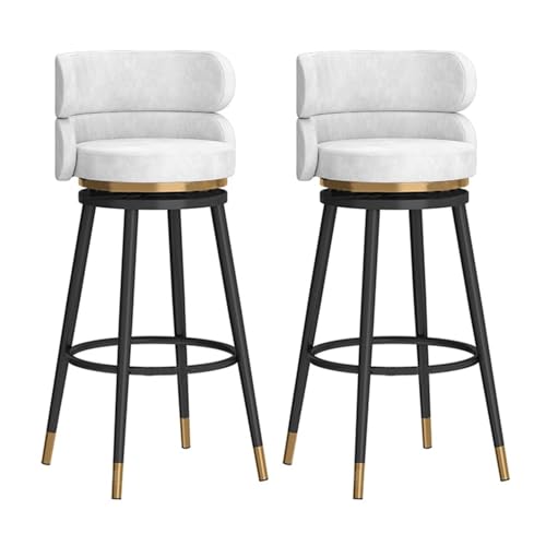 JOPUYRNMA 360° drehbare Barhocker aus Samt, 2er-Set, Moderne gepolsterte Barhocker in Küchenthekenhöhe, Barstühle mit Metallrahmen for Bar, Zuhause, Pub, Esszimmer(Black White,75cm) von JOPUYRNMA