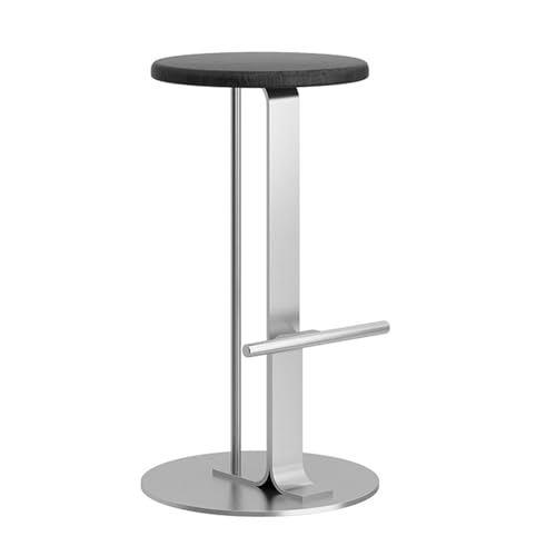 JOPUYRNMA Barhocker aus Massivholz, runde Küchenhocker mit Fußstütze, Barstühle mit stabilem Eisenrahmen for das Esszimmer(Black,65cm) von JOPUYRNMA
