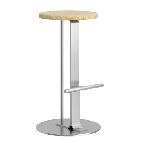 JOPUYRNMA Barhocker aus Massivholz, runde Küchenhocker mit Fußstütze, Barstühle mit stabilem Eisenrahmen for das Esszimmer(Wood,65cm) von JOPUYRNMA