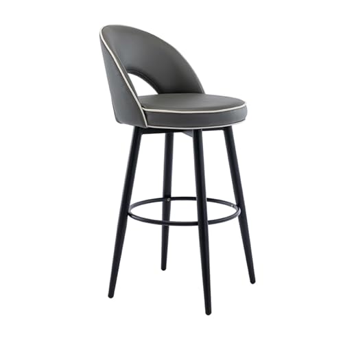JOPUYRNMA Barhocker aus Napa-PU-Leder, um 360 ° drehbare Barhocker in Thekenhöhe, Barstühle mit Stahlbeinen und Fußstütze, for Kücheninsel-Restaurants(Deep Gray,62cm) von JOPUYRNMA