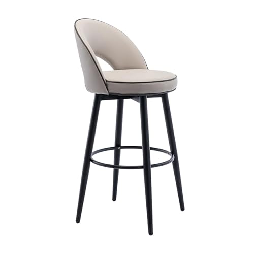 JOPUYRNMA Barhocker aus Napa-PU-Leder, um 360 ° drehbare Barhocker in Thekenhöhe, Barstühle mit Stahlbeinen und Fußstütze, for Kücheninsel-Restaurants(Khaki 1,62cm) von JOPUYRNMA