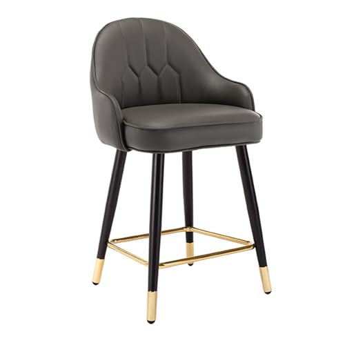 JOPUYRNMA Barhocker aus Nappaleder, Barhocker in Thekenhöhe for Kücheninseln, gepolsterter Barstuhl mit Rückenlehne und Fußstütze for Bar, Esszimmer(Deep Gray,55cm) von JOPUYRNMA