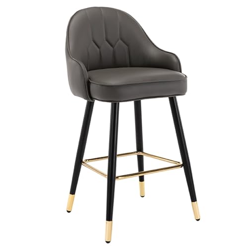 JOPUYRNMA Barhocker aus Nappaleder, Barhocker in Thekenhöhe for Kücheninseln, gepolsterter Barstuhl mit Rückenlehne und Fußstütze for Bar, Esszimmer(Deep Gray,75cm) von JOPUYRNMA