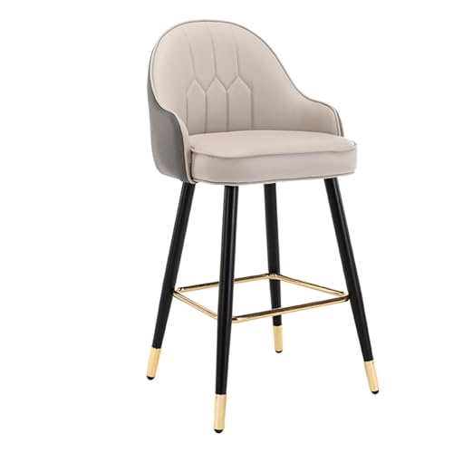 JOPUYRNMA Barhocker aus Nappaleder, Barhocker in Thekenhöhe for Kücheninseln, gepolsterter Barstuhl mit Rückenlehne und Fußstütze for Bar, Esszimmer(Gray Khaki,65cm) von JOPUYRNMA