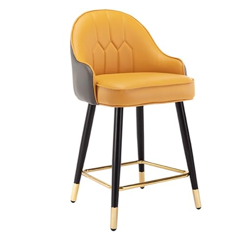 JOPUYRNMA Barhocker aus Nappaleder, Barhocker in Thekenhöhe for Kücheninseln, gepolsterter Barstuhl mit Rückenlehne und Fußstütze for Bar, Esszimmer(Gray orange,55cm) von JOPUYRNMA